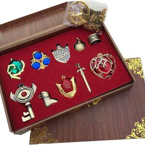 Legend of Zelda Twilight Princess Keychain Necklace Set Hylian Shield Master Swo